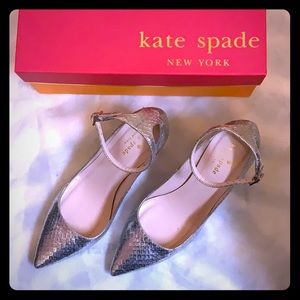Kate Spade Silver “Janette” Heels, Size 7